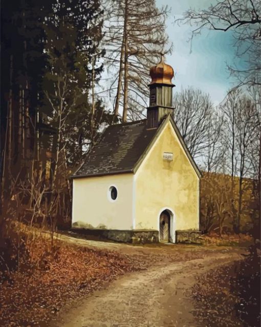 Vintage Church In The Woods paint by numbers
