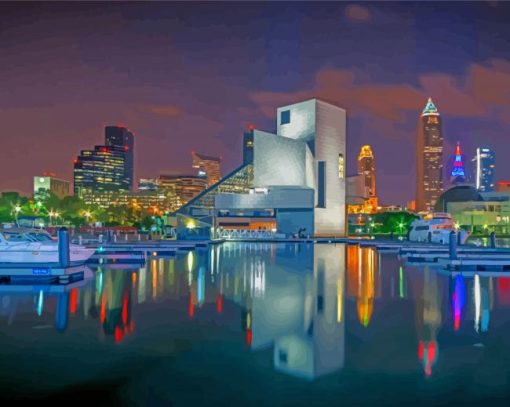 Aesthetic Downtown Cleveland paint by numbers