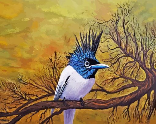 Asian Paradise Flycatcher Bird paint by numbers