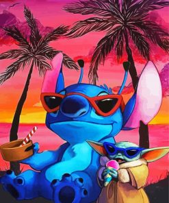 Baby Stitch On Beach paint by numbers