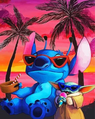 Baby Stitch On Beach paint by numbers