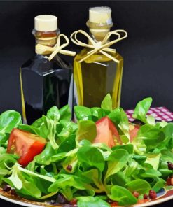 Basil Salad And Oil Bottles paint by numbers
