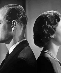 Black And White Elizabeth And Prince Philip Paint By Numbers
