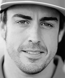 Black And White Fernando Alonso paint by numbers