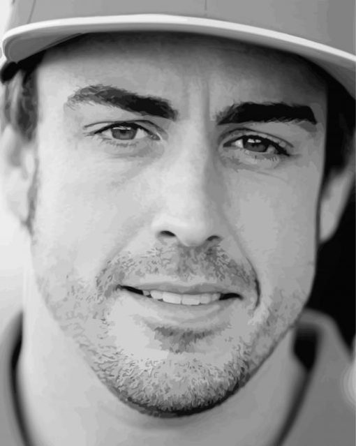 Black And White Fernando Alonso paint by numbers