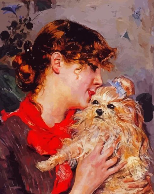 Boldini The Actress Rejane And Her Dog paint by numbers