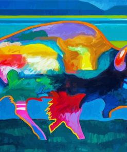 Buffalo In The Foothills John Nieto paint by numbers