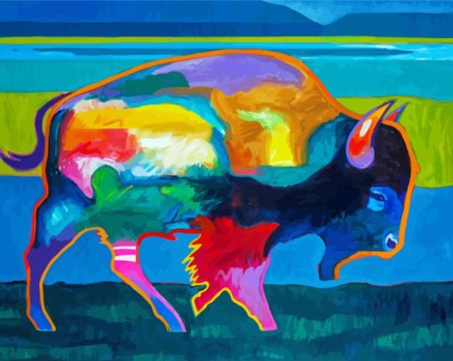 Buffalo In The Foothills John Nieto paint by numbers