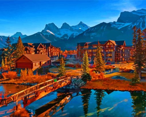 Canada Canmore Town In Fall paint by numbers
