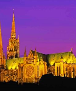 Chartres Cathedral Building At Night paint by numbers