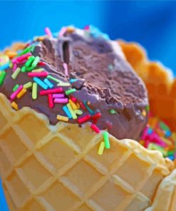 Chocolate Ice Cream Cone With Candy Sprinkles paint by numbers