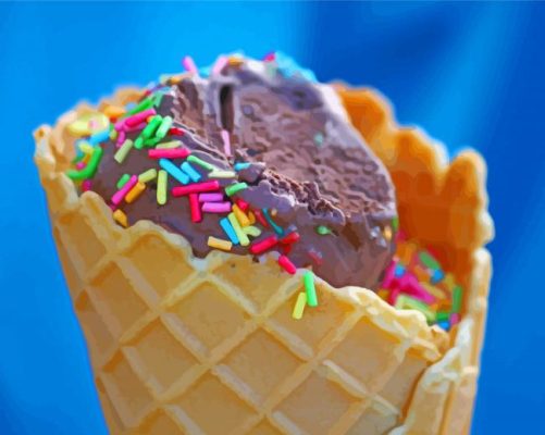 Chocolate Ice Cream Cone With Candy Sprinkles paint by numbers