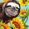 Cute Sloth And Sunflowers Art paint by numbers