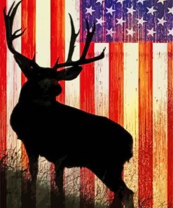 Deer Silhouette With American Flag paint by numbers