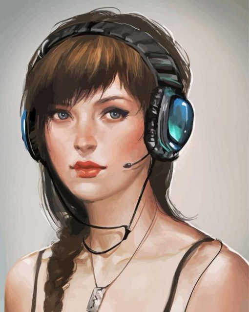 Gamer Girl Illustration Art paint by numbers