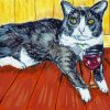 Grey Cat And Wine Paint By Numbers
