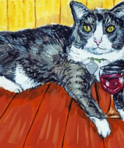 Grey Cat And Wine Paint By Numbers