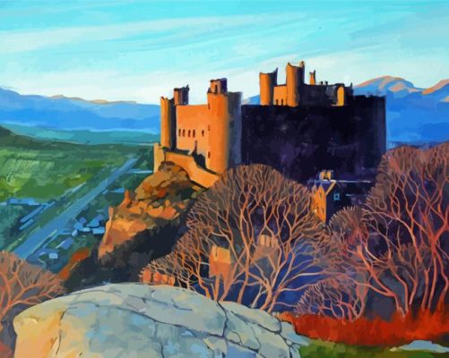 Harlech Castle In The Evening Sun paint by numbers