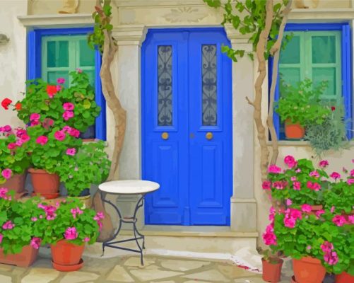 House With Blue Door paint by numbers