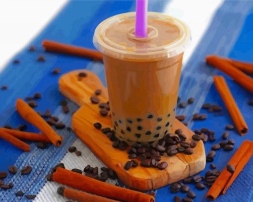 Iced Coffee Bubble Tea paint by numbers