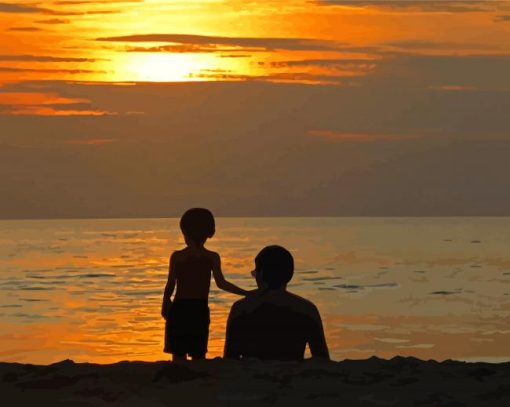 Mother And Son On Beach paint by numbers