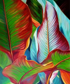 Red Green Banana Leaves paint by numbers