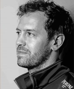Sebastian Vettel In Black And White paint by numbers