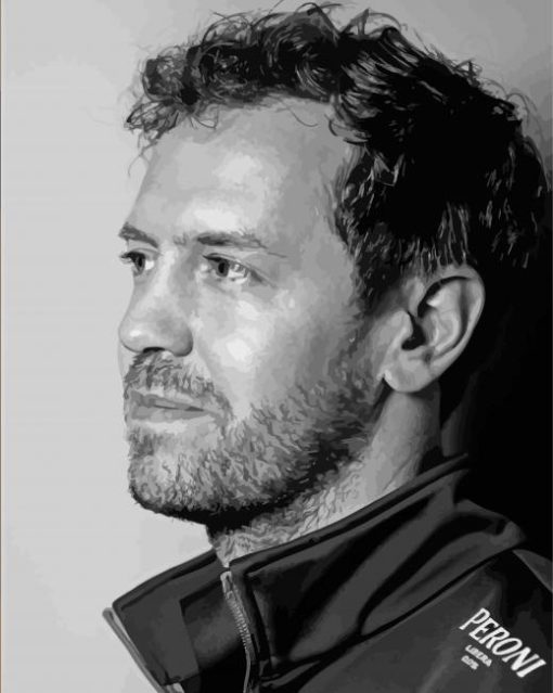 Sebastian Vettel In Black And White paint by numbers