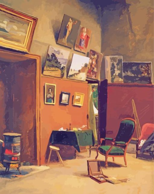 Studio On Rue Furstenberg By Frederic Bazille paint by numbers
