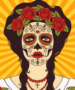 Sugar Skull Girl Illustration paint by numbers