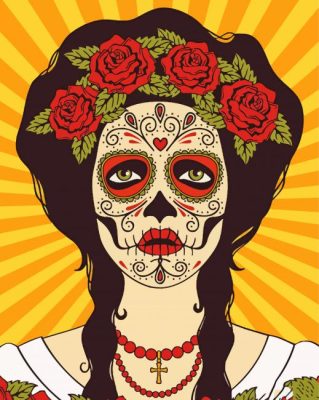 Sugar Skull Girl Illustration paint by numbers