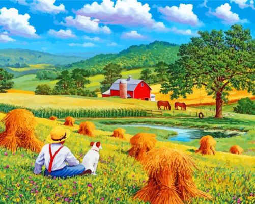 Summer Farm Scenery Paint By Numbers