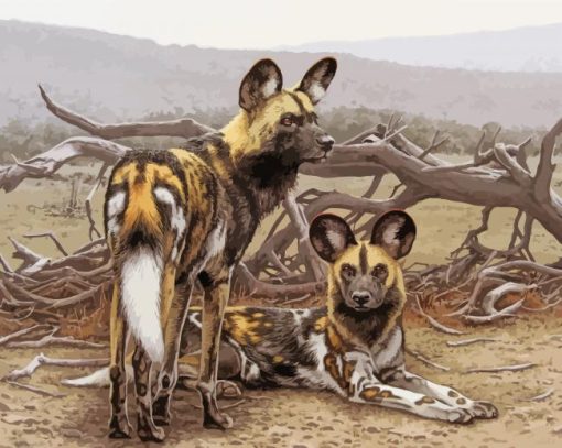 The African Hunting Dogs paint by numbers