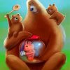 Three Bears Holding Little Girl In Glass Jar paint by numbers