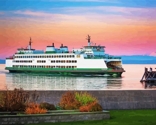 Washington Ferry In The Sea paint by numbers
