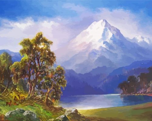 Western Mountain Landscape Nature Art paint by numbers