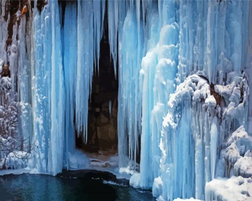 Winter Waterfall Ice paint by numbers