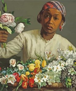 Young Woman With Peonies By Frederic Bazille paint by numbers