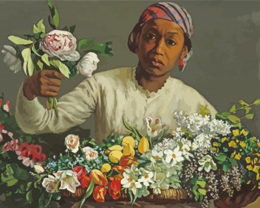 Young Woman With Peonies By Frederic Bazille paint by numbers