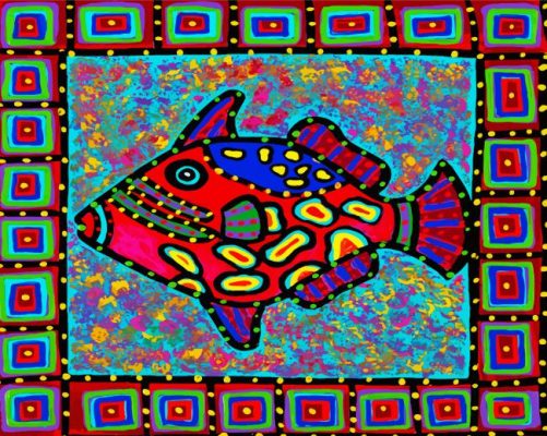 Colorful Clown Triggerfish paint by numbers