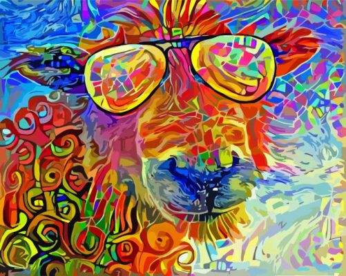 Colorful Abstract Sheep With Glasses paint by Number