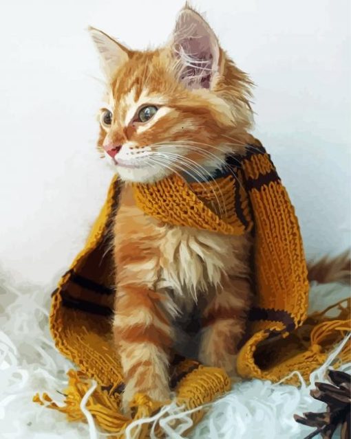 Cute Hufflepuff Kitty paint by numbers