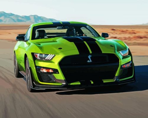 Green Mustang Car paint by numbers