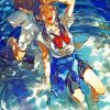 Happy Anime Girl With Water Hose paint by numbers