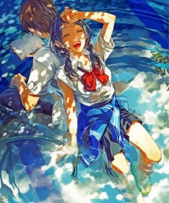 Happy Anime Girl With Water Hose paint by numbers