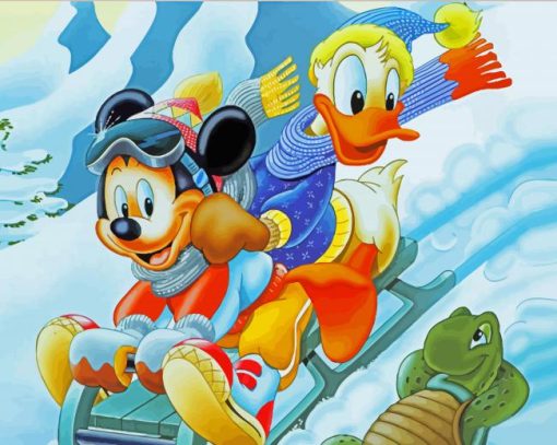 Mickey Mouse And Donald Duck Enjoying paint by numbers