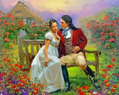 Romantic Couple In The Garden paint by numbers