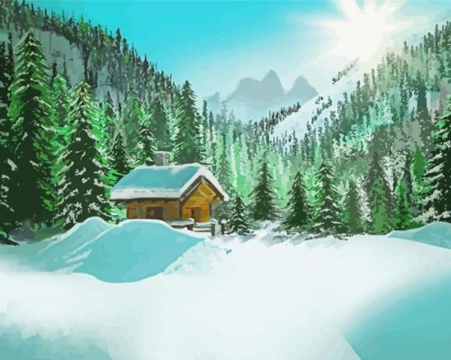 Snowy Cabin paint by numbers