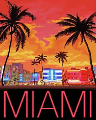 South Beach Miami Poster paint by numbers