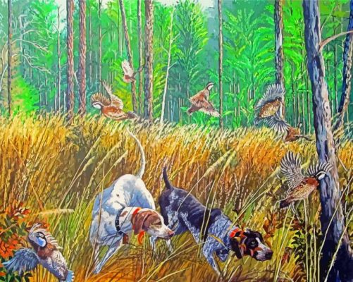 Thunder In The Pines Bobwhite Quail Hunting paint by numbers